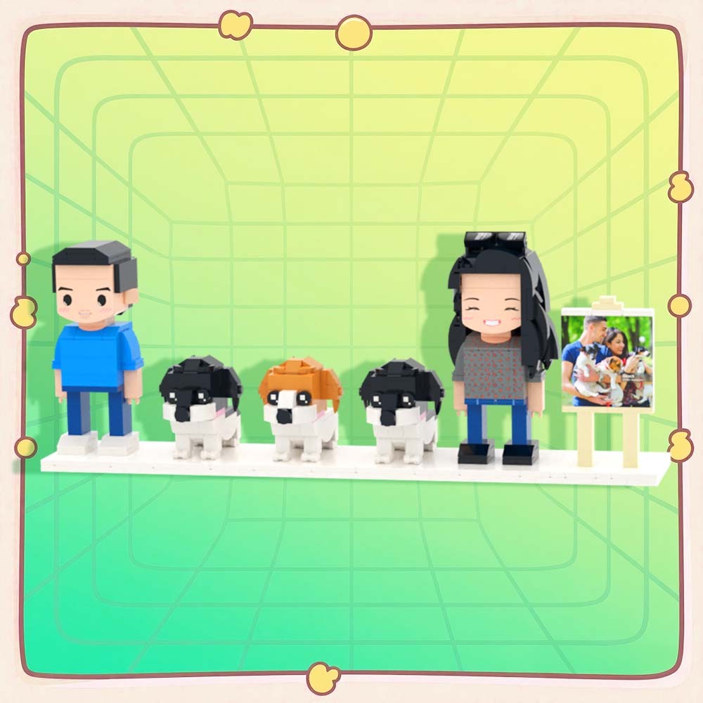 Customizable Full Body 2 People Brick Figures Persaonalized Brick Figures with  Pets Gift for Couple