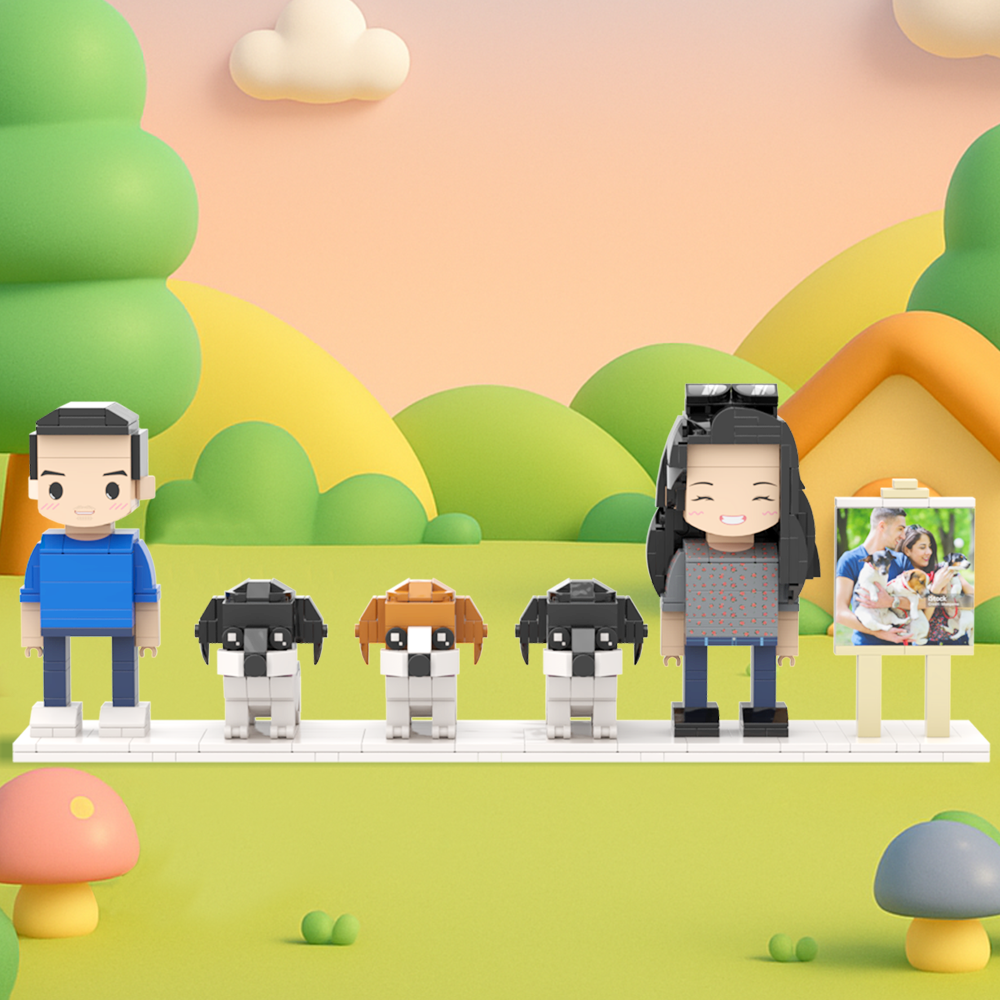 Customizable Full Body 2 People Brick Figures Persaonalized Brick Figures with  Pets Gift for Couple