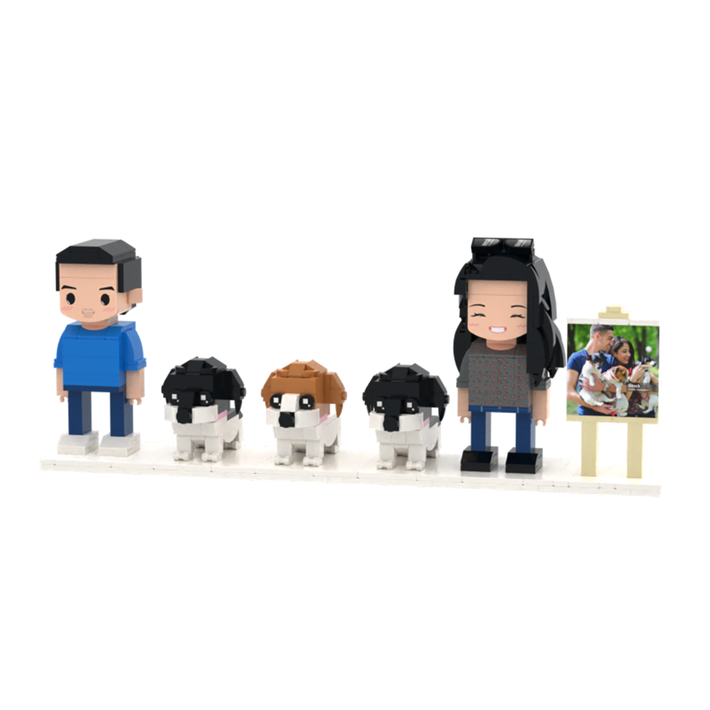 Customizable Full Body 2 People Brick Figures Persaonalized Brick Figures with  Pets Gift for Couple