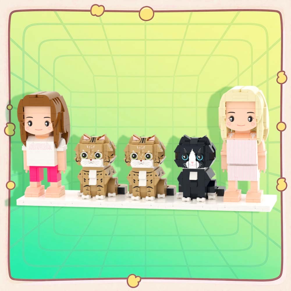 Customizable Full Body 2 People Brick Figures Persaonalized Brick Figures with  Pets Gift for Couple