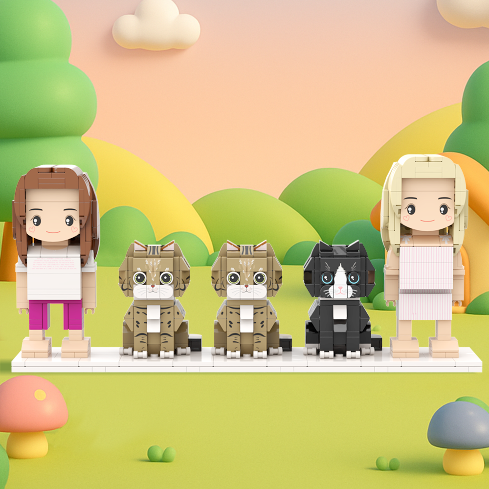 Customizable Full Body 2 People Brick Figures Persaonalized Brick Figures with  Pets Gift for Couple