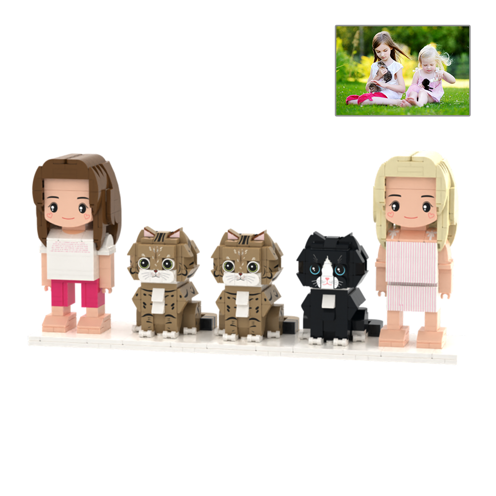 Customizable Full Body 2 People Brick Figures Persaonalized Brick Figures with  Pets Gift for Couple