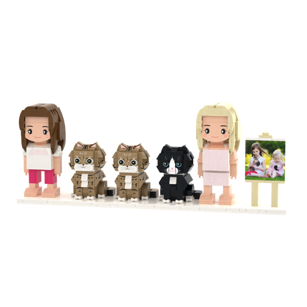 Customizable Full Body 2 People Brick Figures Persaonalized Brick Figures with  Pets Gift for Couple