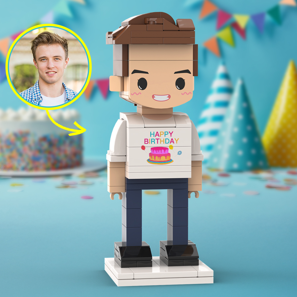 Customized Head 1 Person Birthday Brick Figures Small Particle Block Toy Gift For Birthday