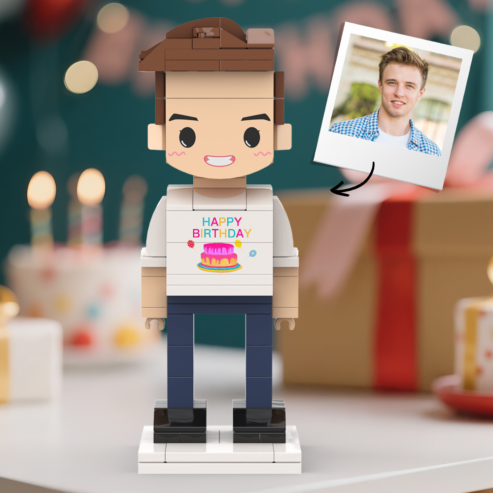Customized Head 1 Person Birthday Brick Figures Small Particle Block Toy Gift For Birthday