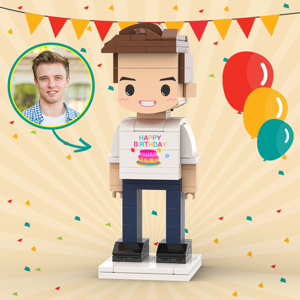 Customized Head 1 Person Birthday Brick Figures Small Particle Block Toy Gift For Birthday