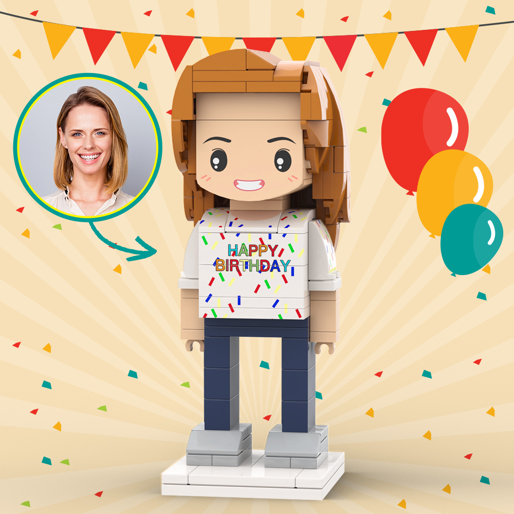 Customized Head 1 Person Birthday Brick Figures Small Particle Block Toy Gift For Birthday