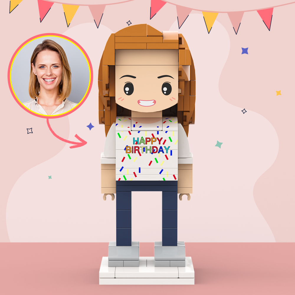Customized Head 1 Person Birthday Brick Figures Small Particle Block Toy Gift For Birthday