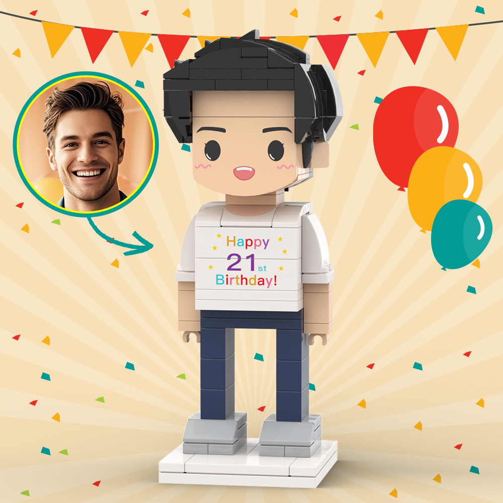 Customized Head 1 Person Birthday Brick Figures Small Particle Block Toy Gift For Birthday