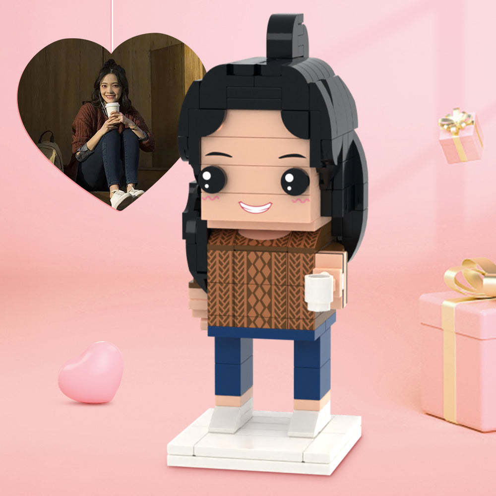 Gifts for Her Full Body Customizable 1 Person Brick Figures Custom Brick Figures Personalized Small Particle Block Toy - minebrickus