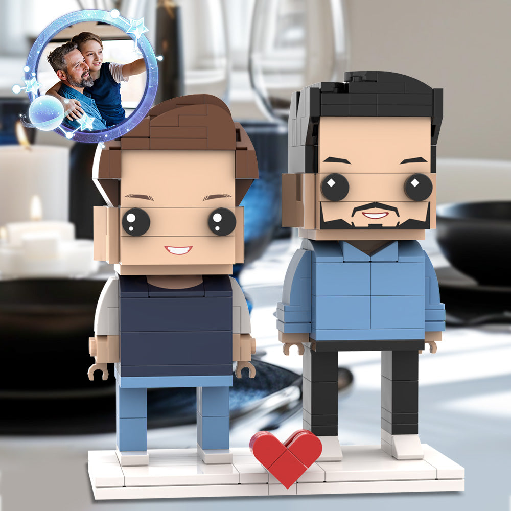 Fully Body Customizable Father's Day Brick Figures Daddy and His Son 2 People Custom Brick Figures For Dad On Father's Day