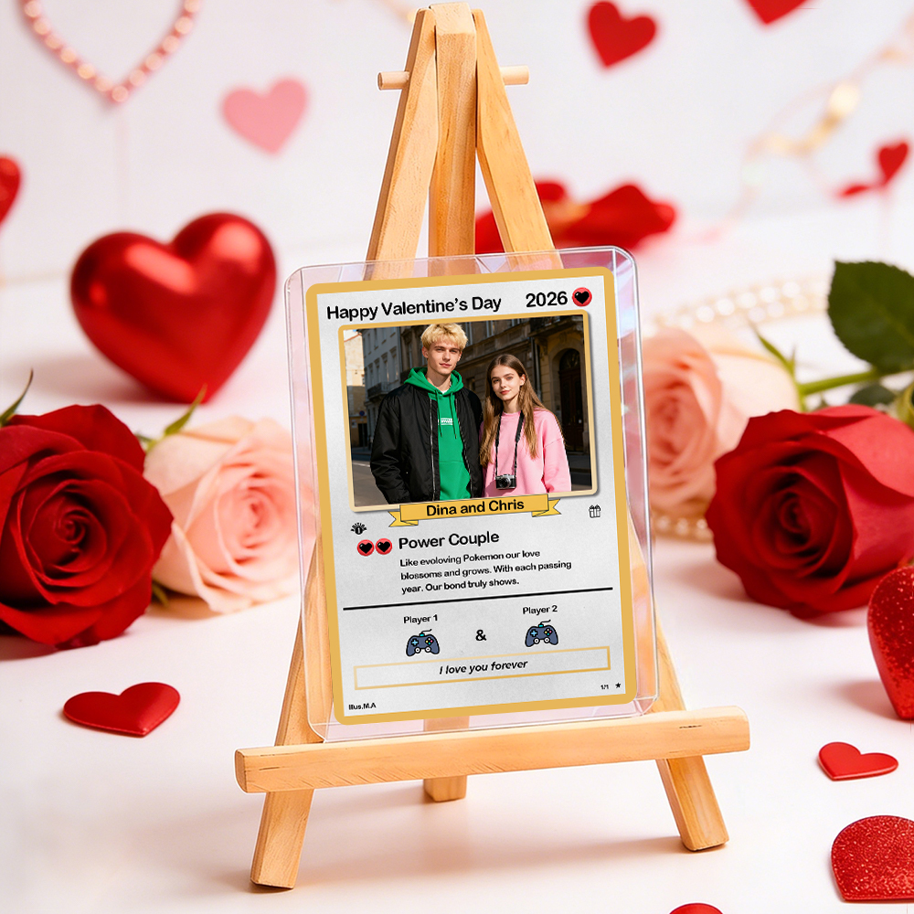 Personalized Valentine’s Day Power Couple Card, Custom Anniversary Card Couple Photo Anime Style, Best Valentine's Day Gift for Lover - MyFaceTshirt