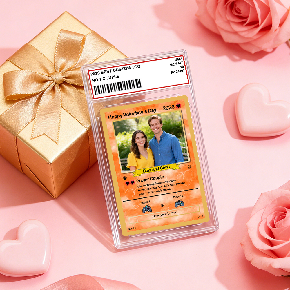 Personalized Valentine’s Day Power Couple Card, Custom Anniversary Card Couple Photo Anime Style, Best Valentine's Day Gift for Lover - MyFaceTshirt