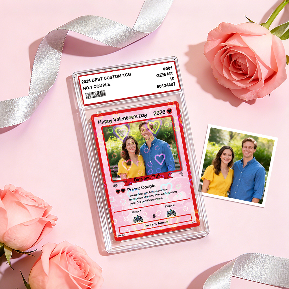Personalized Valentine’s Day Power Couple Card, Custom Anniversary Card Couple Photo Anime Style, Best Valentine's Day Gift for Lover - MyFaceTshirt