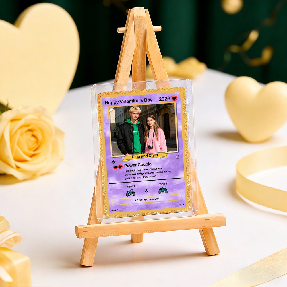 Personalized Valentine’s Day Power Couple Card, Custom Anniversary Card Couple Photo Anime Style, Best Valentine's Day Gift for Lover - MyFaceTshirt