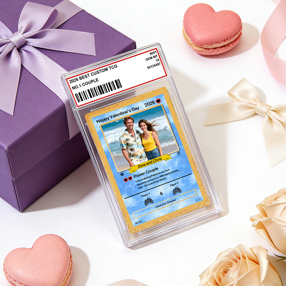 Personalized Valentine’s Day Power Couple Card, Custom Anniversary Card Couple Photo Anime Style, Best Valentine's Day Gift for Lover - MyFaceTshirt