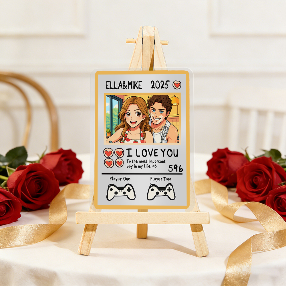 Personalized Valentine’s Day Power Couple Card, Custom Anniversary Card Couple Photo Anime Style, Best Valentine's Day Gift for Lover - MyFaceTshirt