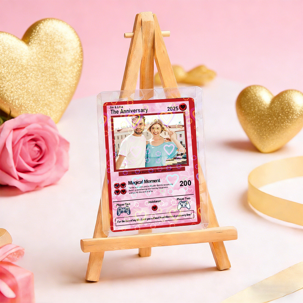 Personalized Valentine’s Day Power Couple Card, Custom Anniversary Card Couple Photo Anime Style, Best Valentine's Day Gift for Lover - MyFaceTshirt