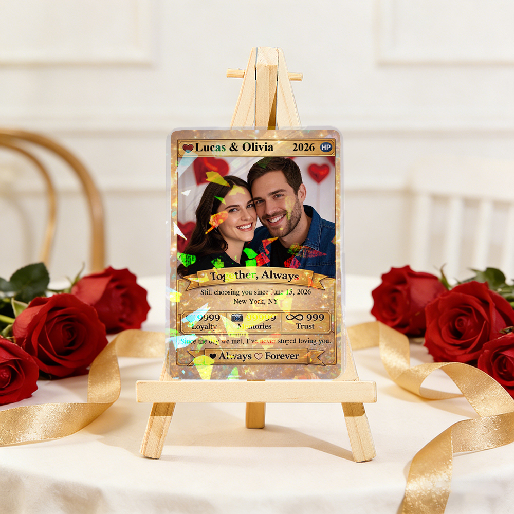 Personalized Valentine’s Day Power Couple Card, Custom Anniversary Card Couple Photo Anime Style, Best Valentine's Day Gift for Lover - MyFaceTshirt