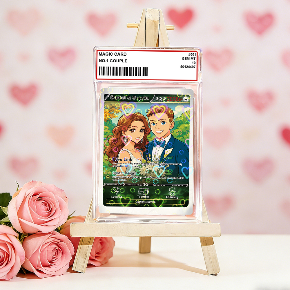 Personalized Valentine’s Day Power Couple Card, Custom Anniversary Card Couple Photo Anime Style, Best Valentine's Day Gift for Lover - MyFaceTshirt