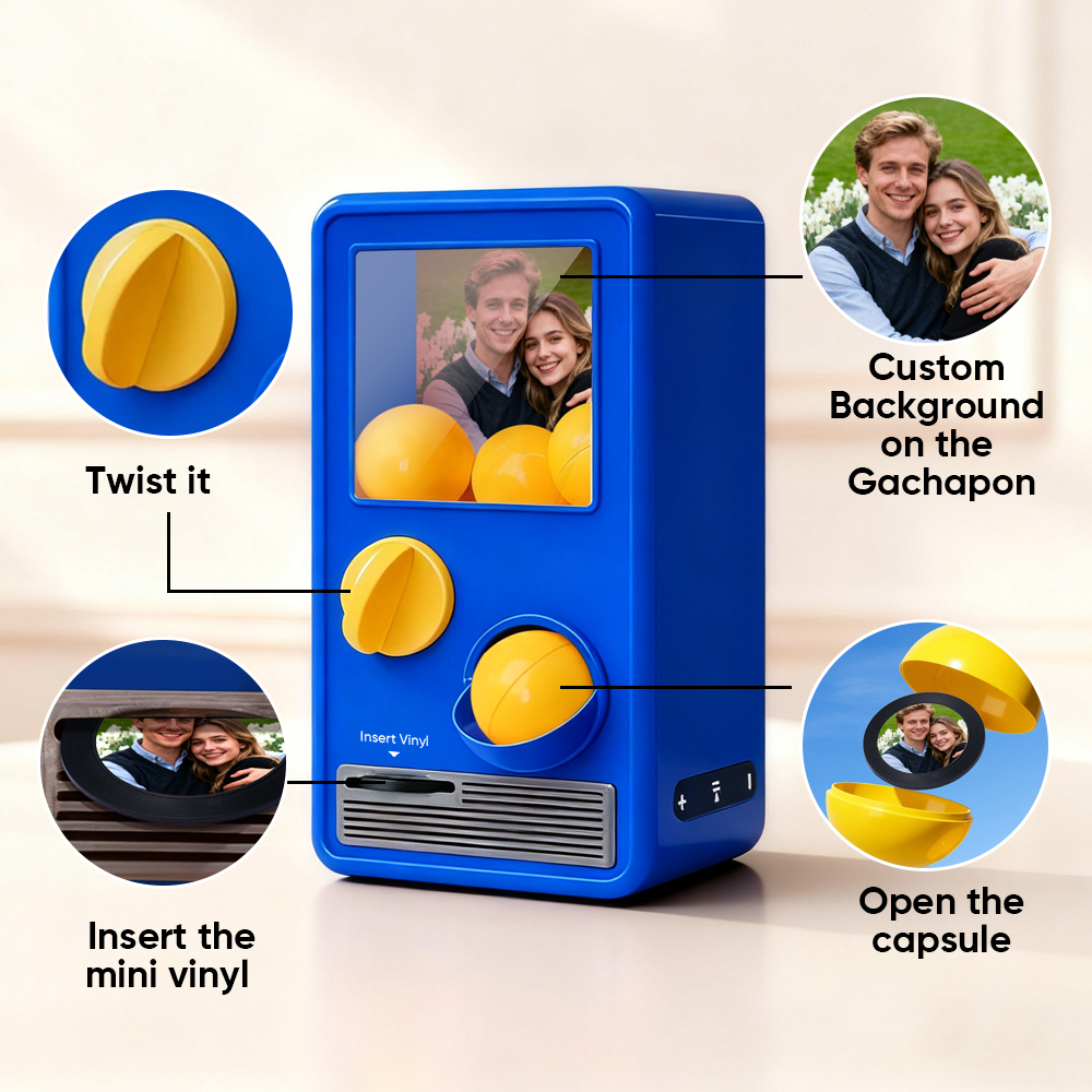 Personalized Music and Photo Music Gachapon Machine Custom Song Mini Record Box Retro Anniversary Gift - 