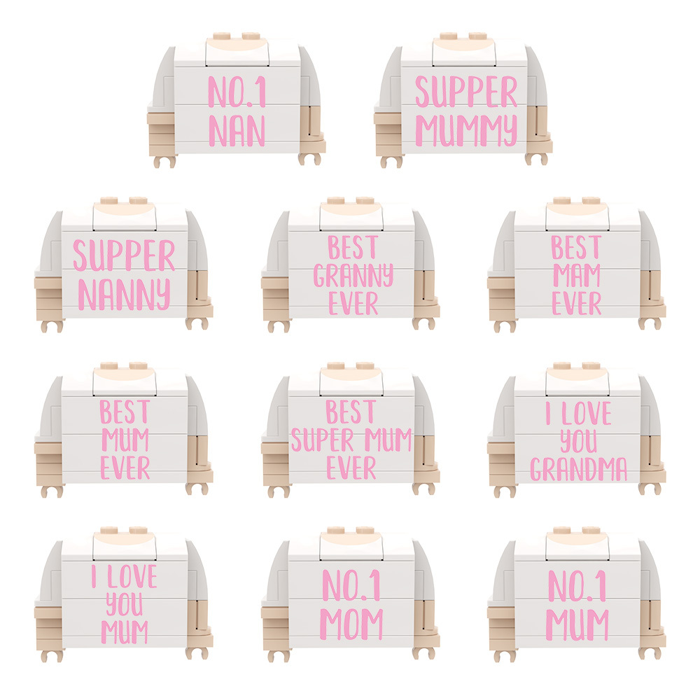 Mothers Day Photo Display with Personalised Brick Figure
