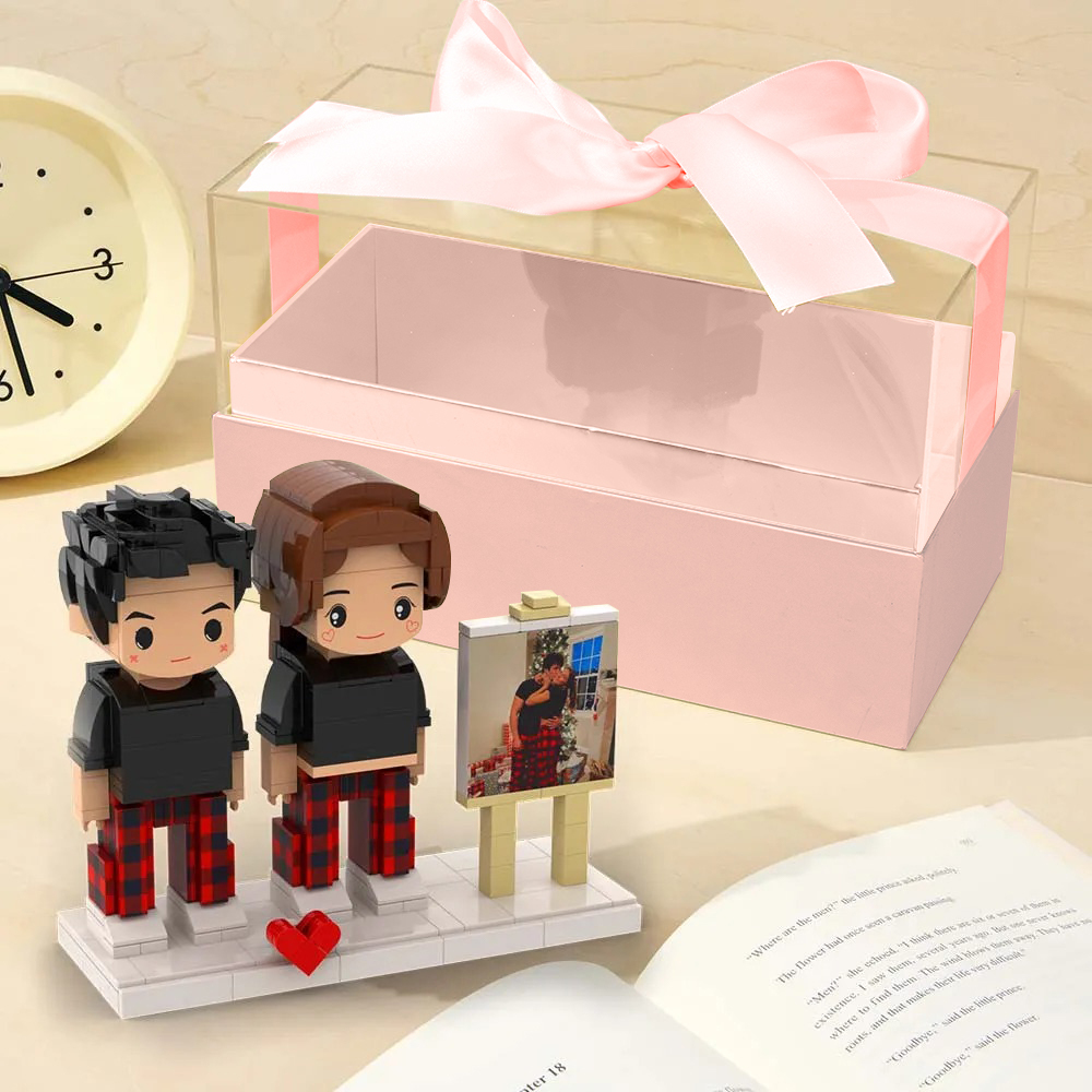 Custom Fully Body 2 People Custom Brick Figures with Gift Box Valentine's Day Gift