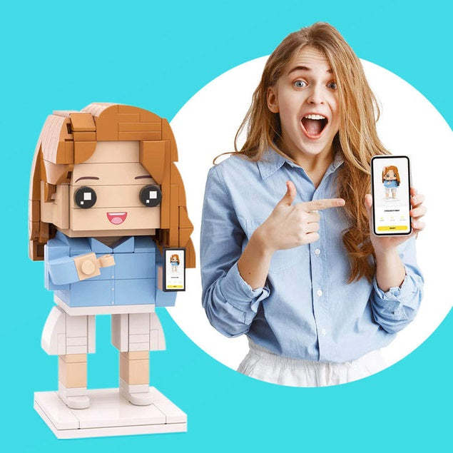 Full Body Christmas Customizable 1 Person Custom Brick Figure Upgraded Version Small Particle Block Toy Men's Plaid Shirt