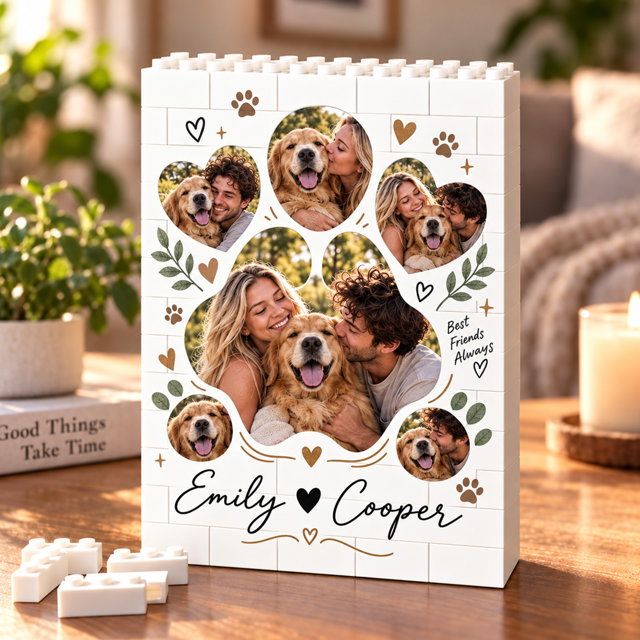Custom Photo Brick Puzzle Frame – Build Your Love, A Romantic Couple Christmas Gift - 
