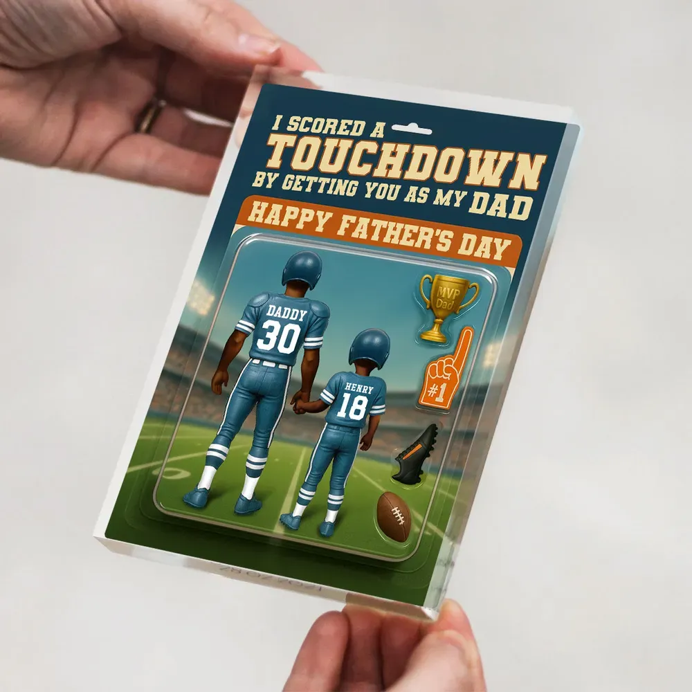 I Scored a Touchdown Getting You as My Dad – Personalized Custom Figure Acrylic Block Plaque, Father's Day Gift for Dad or Husband