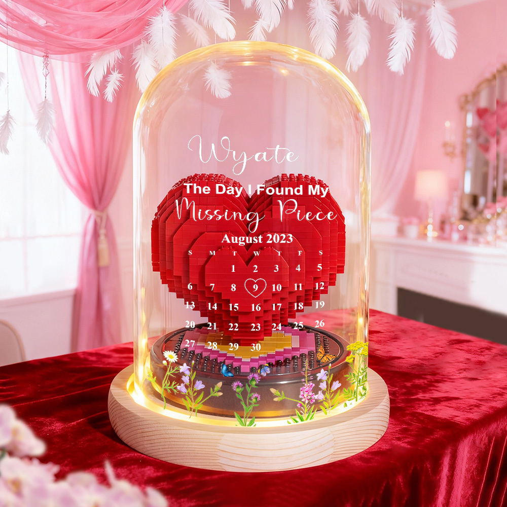 Custom Photo Love Building Block Night Ligh Toy Creative DIY Christmas Gift Assembling With Luminous Glass Cover, Gift For Sisters/Couples/Family