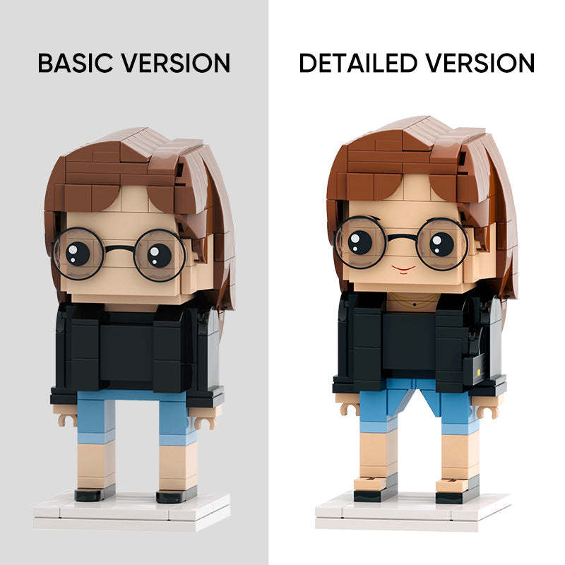 Fully Body Customizable 1 Person Custom Brick Figures with Photo Frame Small Particle Block for Her