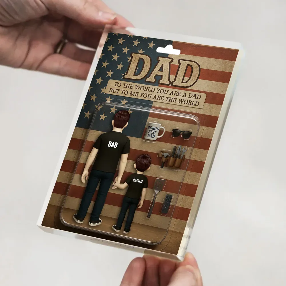 Dad and Kids Back View Custom Figure Personalized Acrylic Block Plaque, Father's Day Gift for Dad or Husband