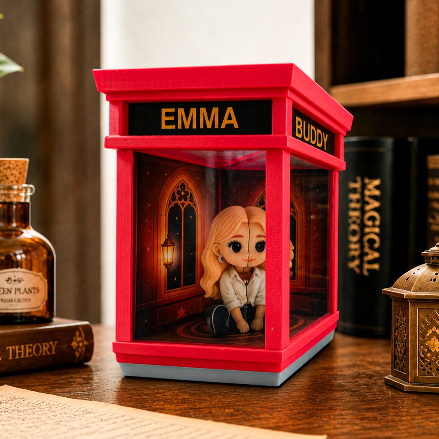 Custom Couple Photo Phone Booth Lantern – Personalized Double-Sided Gift for Couples & Christmas