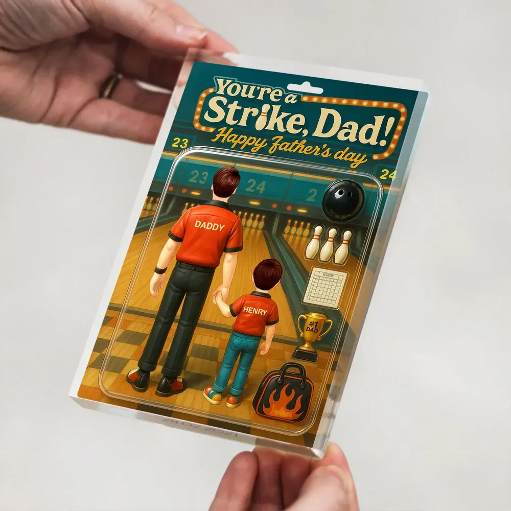 Strike! Custom Bowling Dad Acrylic Block Plaque – Personalized Father's Day Gift for Dad or Husband