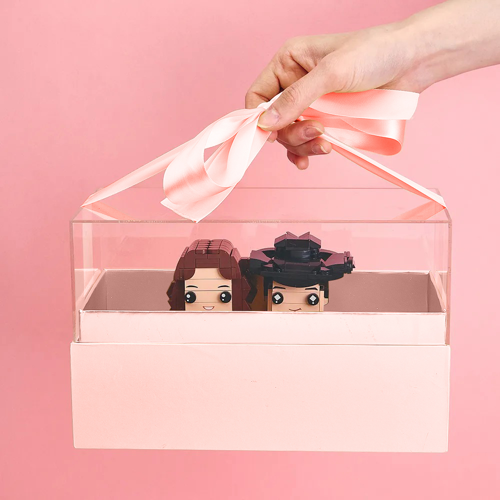Custom Fully Body 2 People Custom Brick Figures with Gift Box Valentine's Day Gift