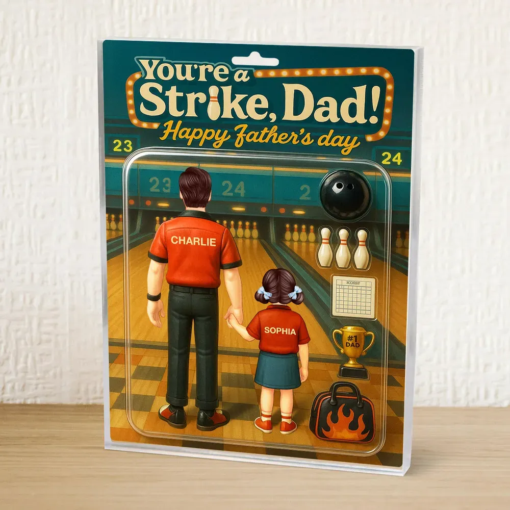 Strike! Custom Bowling Dad Acrylic Block Plaque – Personalized Father's Day Gift for Dad or Husband