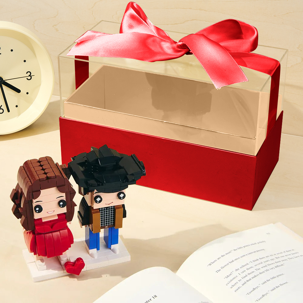 Custom Fully Body 2 People Custom Brick Figures with Gift Box Valentine's Day Gift