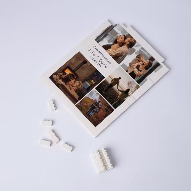 Custom Photo Brick Puzzle Frame – Build Your Love, A Romantic Couple Gift for Valentine’s Day & Anniversaries