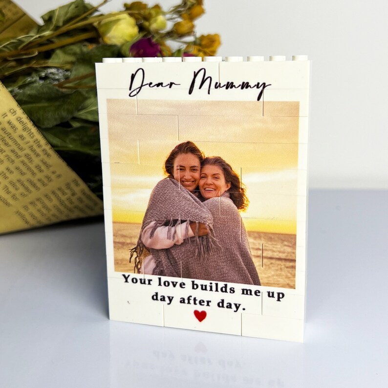 Personalized Mothers Day Brick Photo Puzzle Custom Dear Mummy Building Blocks Heartfelt Photo Bricks Gift for Mom Unique Desktop Keepsake Decor - 