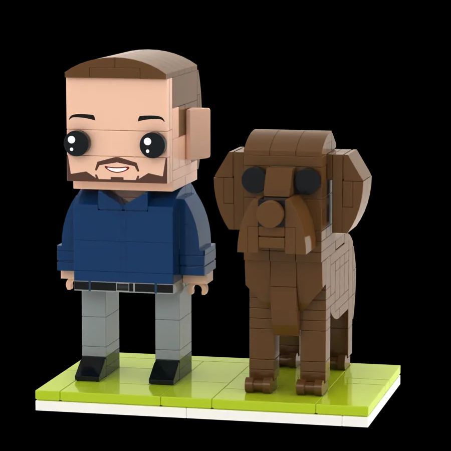 Personalized 1 Peope and Dog Brick Figures Fully Body Gift