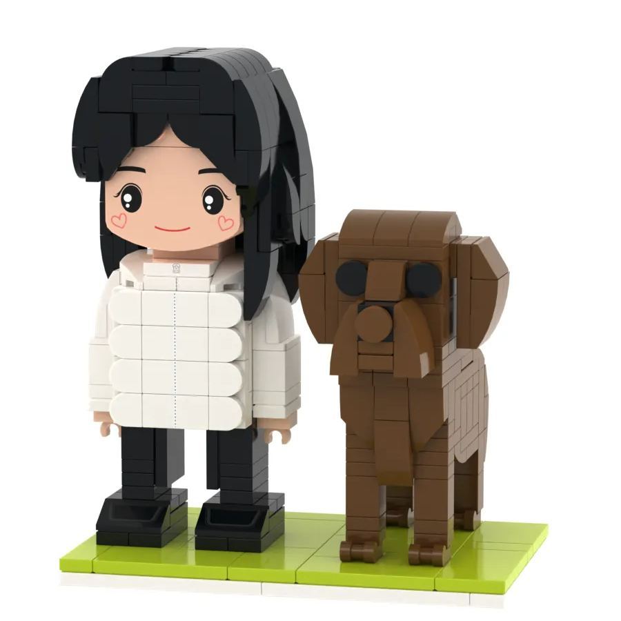 Personalized 1 Peope and Dog Brick Figures Fully Body Gift