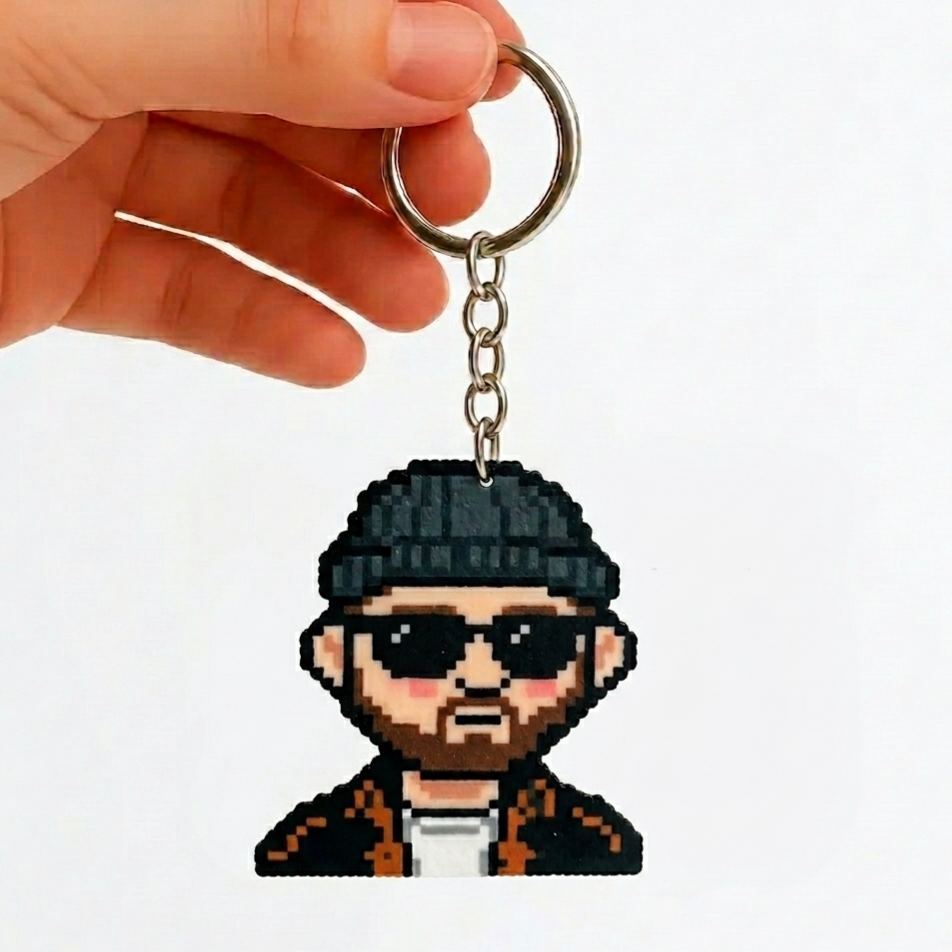 Custom Pixel Bead Art Personalized Photo Keychain Portrait Gift for Couple