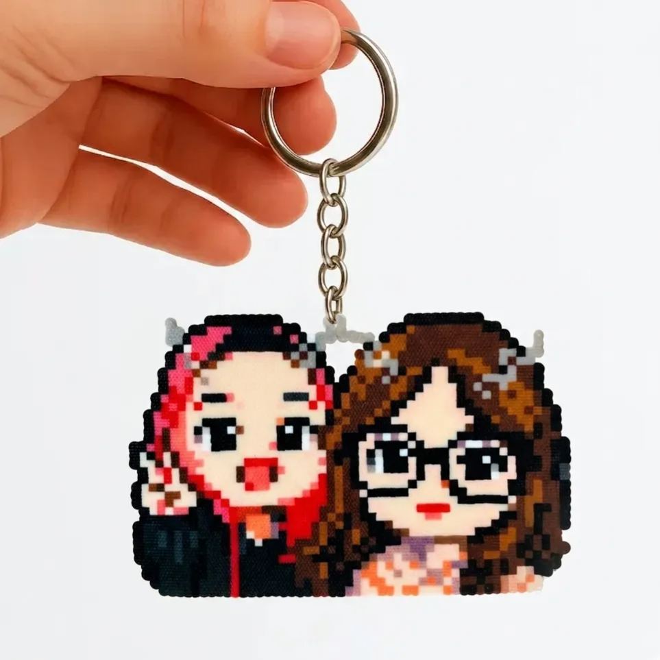 Custom Pixel Bead Art Personalized Photo Keychain Portrait Gift for Couple