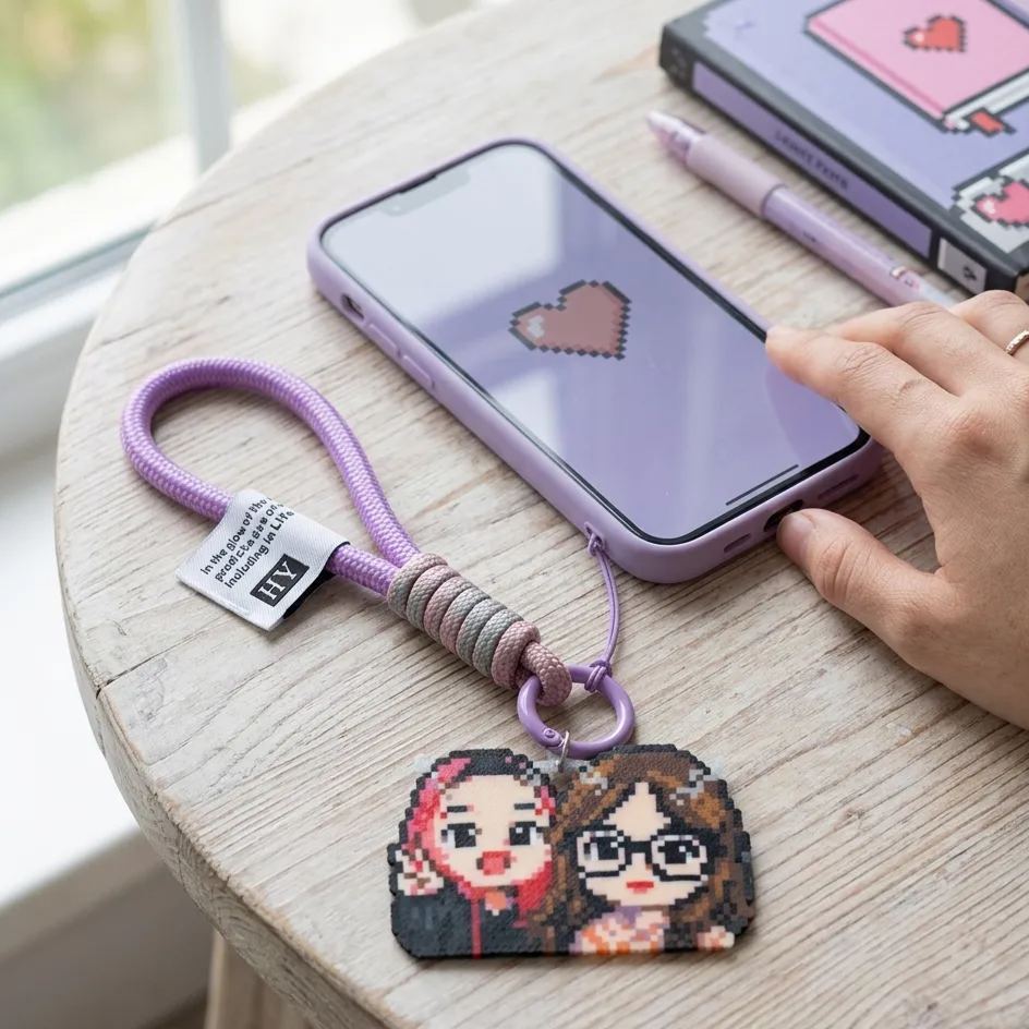 Custom Pixel Bead Art Personalized Photo Keychain Portrait Gift for Couple