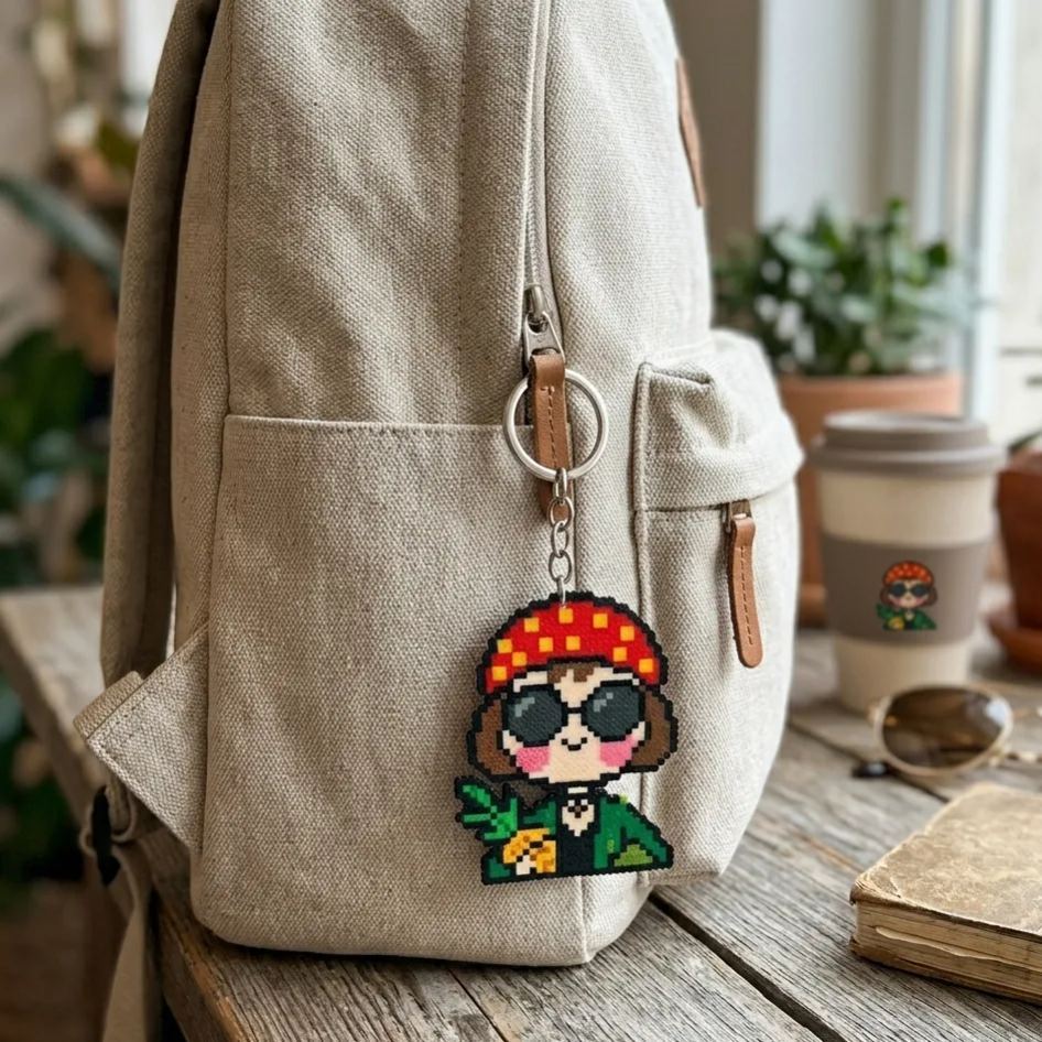 Custom Pixel Bead Art Personalized Photo Keychain Portrait Gift for Couple