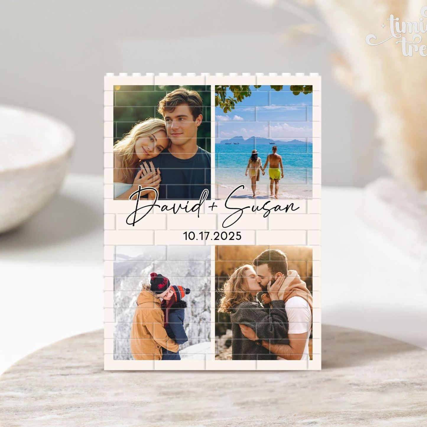 Custom Couple Photo Building Blocks, Valentine Gift for Him, Building Brick Photo Puzzle, Anniversary Gifts, Personalized Couples Gift