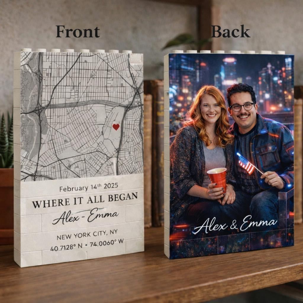 Custom Photo Brick Puzzle Frame – Build Your Love, A Romantic Couple Gift for Valentine’s Day & Anniversaries