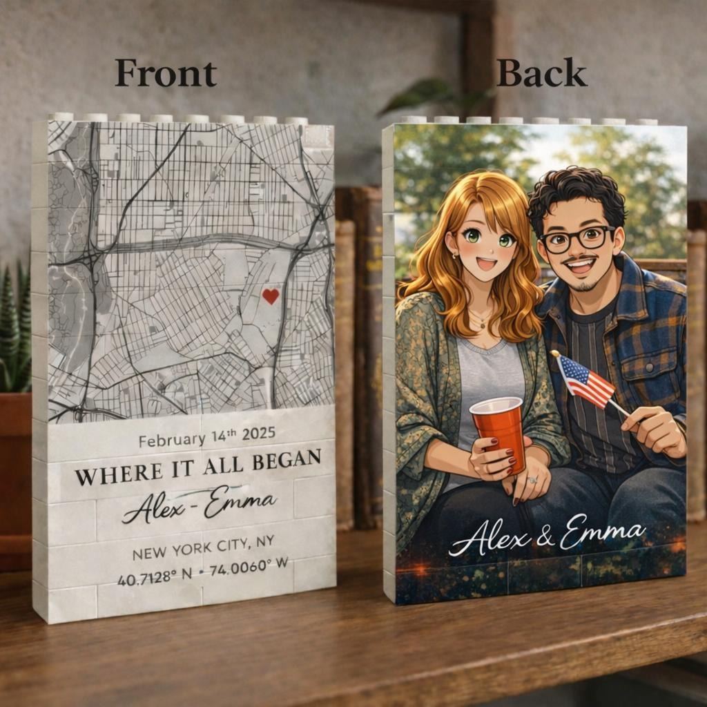Custom Photo Brick Puzzle Frame – Build Your Love, A Romantic Couple Gift for Valentine’s Day & Anniversaries