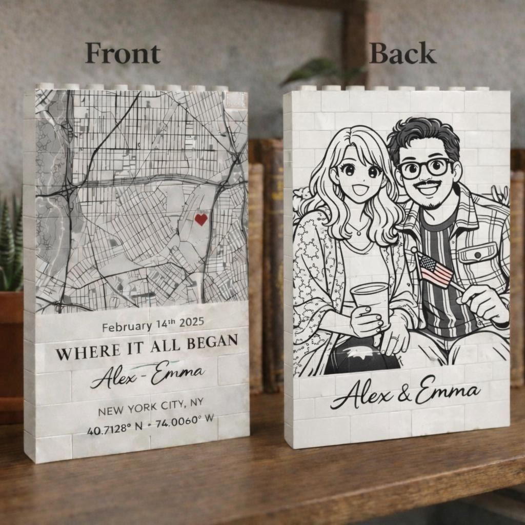 Custom Photo Brick Puzzle Frame – Build Your Love, A Romantic Couple Gift for Valentine’s Day & Anniversaries